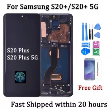ЖК-дисплей AMOLED 6,7 дюйма для Samsung S20 Plus, ЖК-дисплей с сенсорным экраном и рамкой для Samsung S20 + 5G G985F/DS G986B, ЖК-дисплей