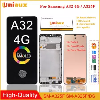 ЖК-дисплей AMOLED для Samsung Galaxy A32 4G A325 A325F, ЖК-дисплей с сенсорным экраном и дигитайзером для Galaxy A32 4G, сменный ЖК-дисплей