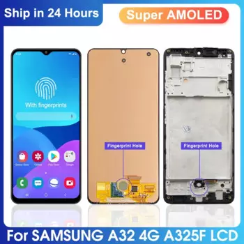 ЖК-дисплей AMOLED для Samsung Galaxy A32 4G, сменный сенсорный экран для Samsung A32, дисплей A325F, A325M, A325N, ЖК-дисплей с рамкой