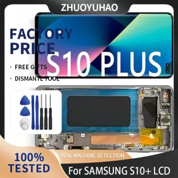 ЖК-дисплей для Samsung Galaxy S10 plus, ЖК-дисплей с сенсорным экраном и дигитайзером в сборе для Samsung S10 + сменный ЖК-экран
