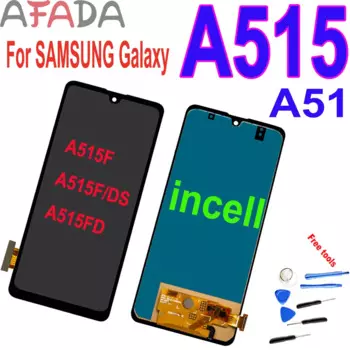 ЖК-дисплей Incell 6,5 дюймов для Samsung Galaxy A51 A515, ЖК-дисплей с сенсорным дигитайзером для SAMSUNG A51 A515F, зеркальный ЖК-экран с рамкой
