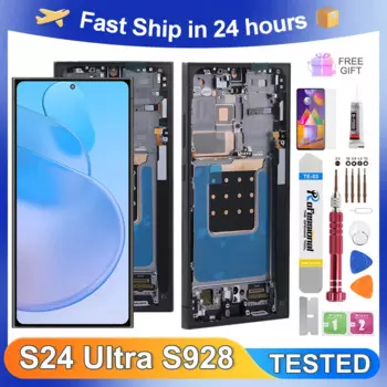 ЖК-дисплей OLED S24 Ultra для Samsung S24U S928B S928U S928W S928E, дисплей с сенсорным экраном и дигитайзером в сборе, замена