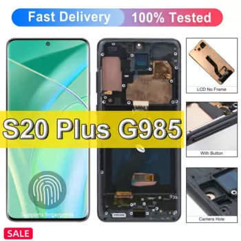 ЖК-дисплей S20 Plus G985F G986F/DS AMOLED, дисплей для Samsung Galaxy S20 Plus, цифровой преобразователь сенсорного экрана с рамкой для G986B/DS G986F
