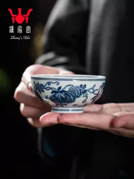 Zhongjia Керамическая ручная роспись дров печи синий и белый арбуз лоза чашка персональный чай кунг-фу маленький