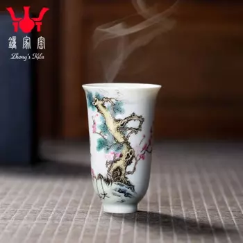 Zhongjia печной фарфор чашка Jingdezhen чайный набор ручная роспись Высококачественная эмаль сосна кран янниан высокие ноги аромат-запах