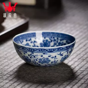 Zhongjia сине-белая деревянная шпагат для печи, одна чашка кунг-фу, чайная чашка, чашка для мастера, чайная чашка, Цзиндэчжэнь, керамический чайный набор