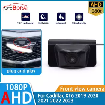 ZhuCamX AHD 1080P Ultra Clear ночного видения с логотипом, парковочная камера переднего вида для Cadillac XT6 2019 2020 2021 2022 2023
