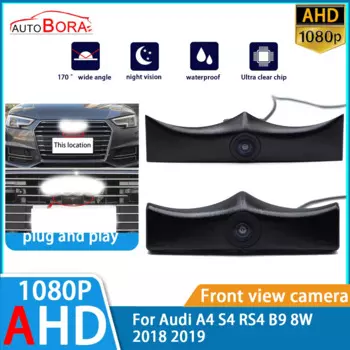 ZhuCamX AHD 1080P Ultra Clear ночного видения с логотипом, парковочная камера переднего вида для Audi A4 S4 RS4 B9 8W 2018 2019