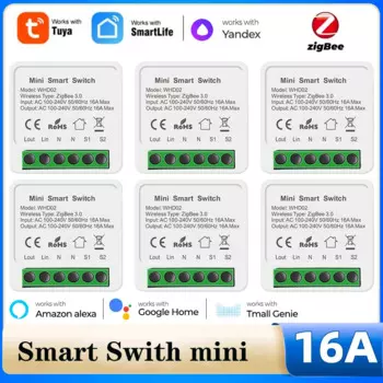 ZigBee 3.0 Tuya Умный выключатель света 16A DIY Выключатель Поддержка 2-сторонней работы с Alexa Google Home Яндекс Алиса Автоматизация умного дома