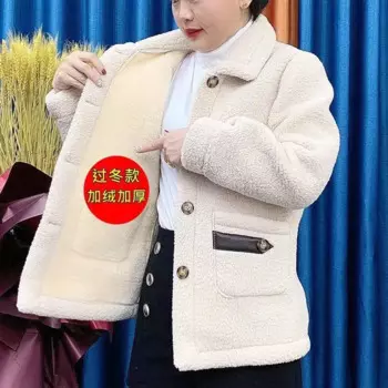 Зима 2023, новинка, имитация овечьей шерсти, пальто для женщин, утолщенная теплая и бархатная верхняя одежда, Женская однобортная меховая кашемировая куртка, топы