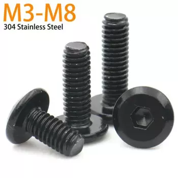 Zimir Болты с шестигранной головкой из нержавеющей стали M3 M4 M5 M6 M8 черный