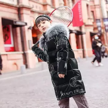 Зимнее хлопковое пальто для мальчиков, длинная Водонепроницаемая утепленная детская верхняя одежда, модная повседневная детская парка с капюшоном TZ375