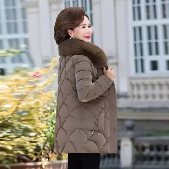 Зимнее пальто, женская модная зимняя куртка для влюбленных, Женская парка с хлопковой подкладкой и длинным меховым воротником, верхняя одежда, однотонная женская куртка, пальто