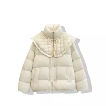 Зимнее теплое пуховое пальто, женская однотонная куртка на шнуровке с воротником «Питер Пэн» и утиным пухом, ветрозащитная Толстая куртка