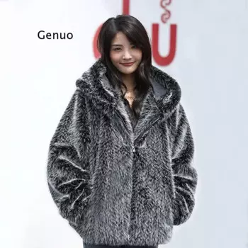 Зимнее женское пальто из искусственного лисьего меха, Корейская Свободная верхняя одежда с длинным рукавом, топы 2021, винтажная мотоциклетная теплая куртка из искусственного меха