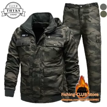 Зимние мужские комплекты, хлопковая флисовая Водонепроницаемая износостойкая куртка, мужской уличный Военный Тактический Костюм с капюшоном и брюками на осень