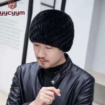 Зимние мужские шапки из меха норки, шапка из натуральной кожи, модная пушистая дедушка, шапка из натурального меха, женские шапки из черного меха