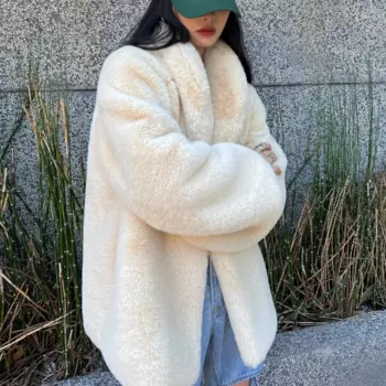 Зимние пальто для женщин 2024 роскошное пальто из искусственного меха женская винтажная пушистая куртка шикарные свободные меховые пальто верхняя одежда женская пуховая куртка