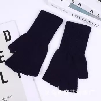 Зимние перчатки без пальцев с половиной пальца, унисекс, уличные варежки, женские и мужские теплые вязаные перчатки на запястье, эластичные удобные спортивные перчатки для тренировок