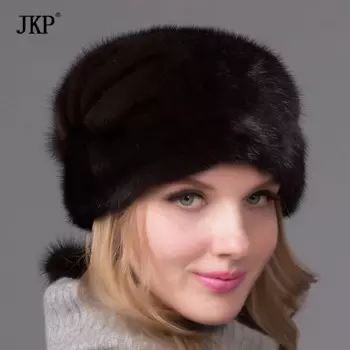 Зимние Взрывные модели, простая цельная шапка из меха норки, вязаная шапка, Элегантная модная женская шапка в европейском и американском стиле