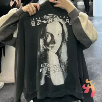 Зимние винтажные черные толстовки с капюшоном и принтом букв для девочек