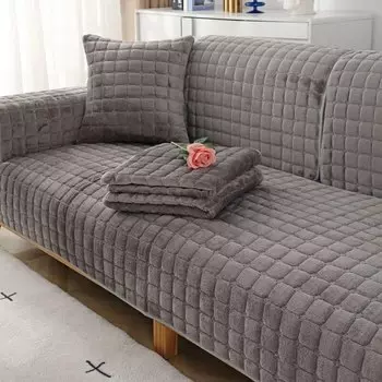 Зимний бархатный чехол для дивана