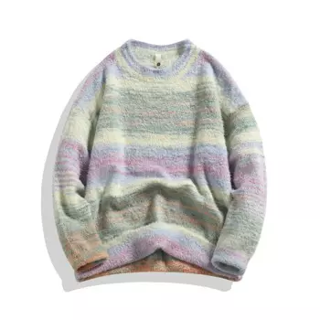 Зимний бархатный свитер, мужской теплый цвет, повседневный вязаный пуловер, мужская уличная одежда, свободный свитер с длинными рукавами, мужской джемпер, одежда