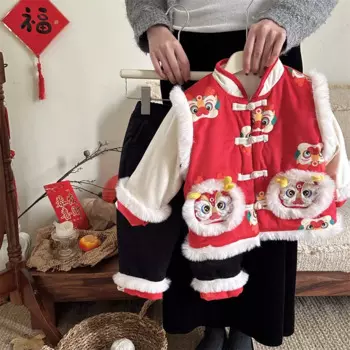 Зимний детский бархатный костюм Hanfu для мальчиков с изображением года Дракона, традиционный китайский стиль, костюм Тан, детский старинный пиджак, брюки