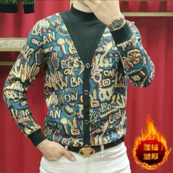 Зимний флисовый кардиган в европейском стиле 2024, шерстяной шелковый полуводолазка, накладной кардиган с V-образным вырезом, свитер с вязаным воротником