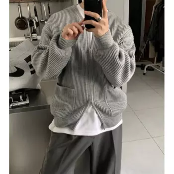 Зимний кардиган, свитер, мужской теплый вязаный свитер большого размера, пальто, мужской корейский свободный свитер с длинными рукавами, мужской джемпер, одежда M-2XL