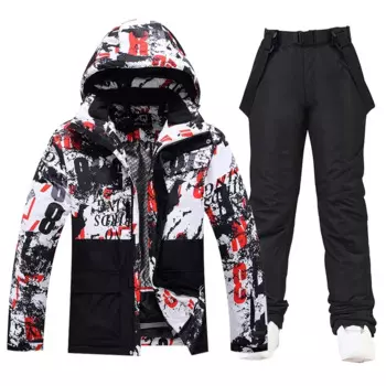 Зимний мужской супертеплый размера плюс 3XL лыжный костюм для сноуборда Лыжная куртка брюки ветрозащитные водонепроницаемые мужские зимние костюмы Комбинезоны