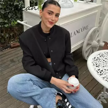 Зимний однотонный черный Женский блейзер, модные весенние женские повседневные офисные топы на пуговицах, шикарная куртка Ovrsize, пальто, женская верхняя одежда