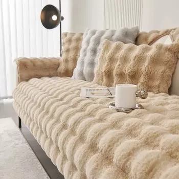 Зимний плюшевый чехол для дивана