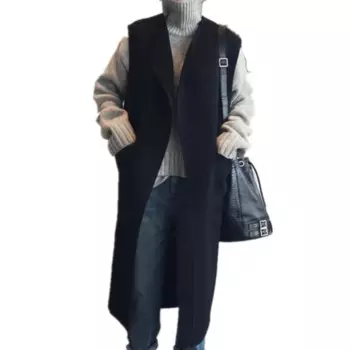 Зимний Повседневный кашемировый жилет, женский свободный шерстяной жилет с круглым вырезом