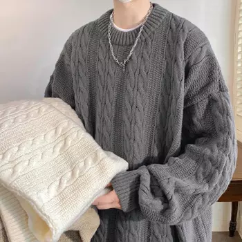 Зимний свитер, мужской теплый Модный повседневный вязаный пуловер, мужская Японская уличная одежда, свободный свитер с длинным рукавом, мужской джемпер, одежда