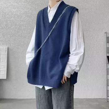 Зимний свитер с v-образным вырезом, жилет, мужской теплый модный повседневный вязаный пуловер, мужской корейский свободный свитер без рукавов, мужской джемпер, одежда