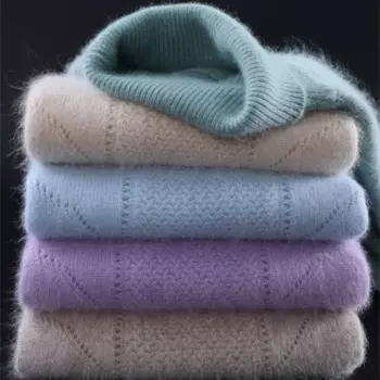 Зимний женский свитер из овечьей шерсти, 100% норковый кашемировый свитер, супертеплый пуловер, Женский базовый джемпер с высоким воротником, женские топы