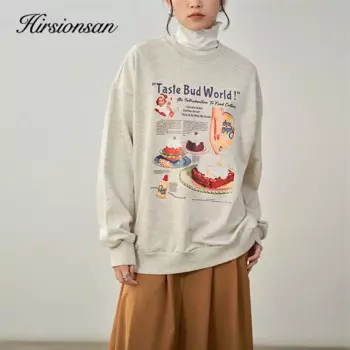 Зимний Женский свитшот с круглым вырезом и мультяшным принтом