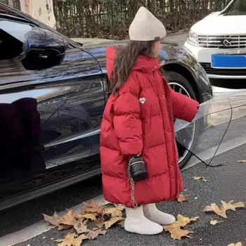 Зимняя детская парка для девочек с хлопковой подкладкой и принтом «Любовь», длинные куртки для маленьких девочек, свободные утепленные пальто для девочек от 4 до 14 лет, теплое пальто для девочек