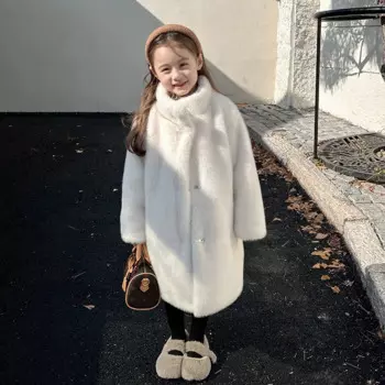 Зимняя куртка, детские парки для девочек, теплое пальто из искусственного меха для девочек, детская зимняя одежда, милая мягкая искусственная куртка для маленьких девочек, пальто