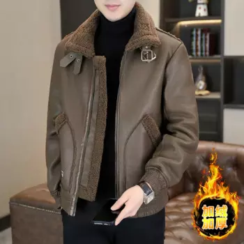 Зимняя меховая интегрированная кожаная куртка для мужчин, толстая и теплая мотоциклетная велосипедная куртка, ветрозащитная, водонепроницаемая, повседневная куртка из искусственной кожи