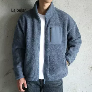 Зимняя мужская куртка 2021, модные мужские однотонные плотные пальто с воротником-стойкой, тактическая флисовая куртка-бомбер, верхняя одежда