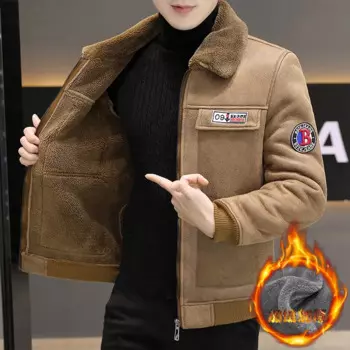 Зимняя Мужская парка из искусственной кожи с мехом, мужская теплая куртка из искусственной кожи с искусственным мехом, толстая мужская куртка