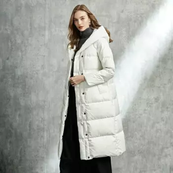 Зимняя новая белая куртка на гусином пуху 2022, женское удлиненное утолщенное простое женское пальто с капюшоном