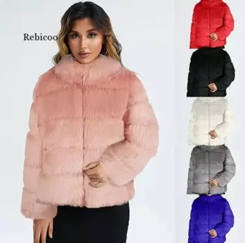 Зимняя новая модная брендовая куртка из искусственного лисьего меха, женское высококачественное плотное теплое пальто из искусственного меха