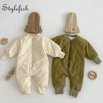 Зимняя одежда, бархатный теплый комбинезон для новорожденных, хлопковый Детский комбинезон для младенцев, детский длинный комбинезон с длинными рукавами