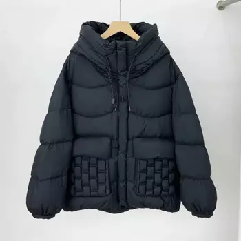 Зимняя парка с капюшоном, короткая пушистая пуховая куртка, 90% пуховик на белом утином пуху, женское свободное теплое пальто с карманами