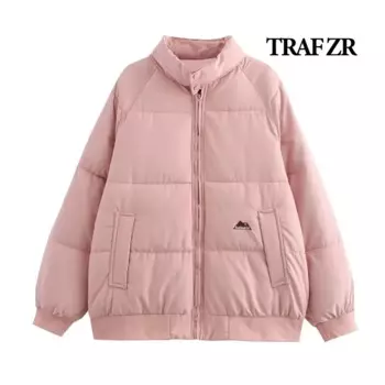 Зимняя парка TRAF ZR, зимние парки для женщин, элегантное роскошное Женское пальто, шикарное однотонное Стеганое пальто, теплые женские зимние пальто