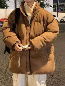 Зимняя замшевая искусственная замша, классические цвета, подходит ко всему, утолщенные теплые парки, свободная Мужская куртка из искусственной замши