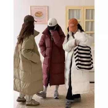 Зимняя Женская Длинная утепленная хлопковая парка с воротником-стойкой, новинка 2024, Корейская Свободная куртка выше колена, Женская куртка N229